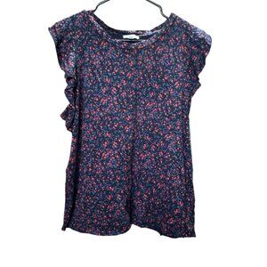 SIgnature Lightweight Top with Flowers and Ruffles on Arms - Size XL